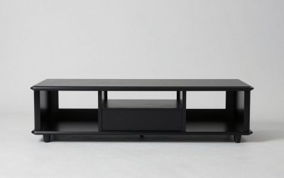 Black TV Stand with Wood Top
