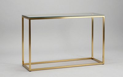 Gold Console Table with Glass Top