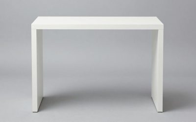 White Console Table with Oak Top