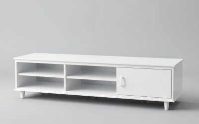 White TV Stand with Oak Top