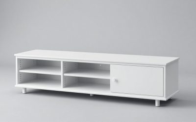 White TV Stand with Wood Top