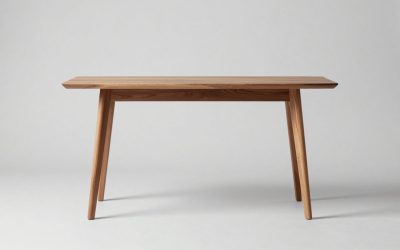 Wood Console Table with Marble Top